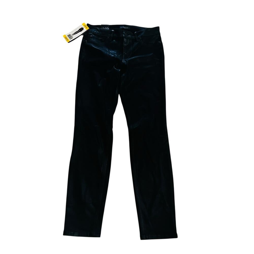 Anthropologie Level 99 Coated Mid Rise Skinny Jeans Size 28 NWT Black - Picture 2 of 12